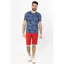 t-shirt en coton col rond indigo