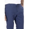 pantalon indigo en lin et coton