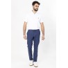 pantalon en toile indigo coupe ajustée lin et coton