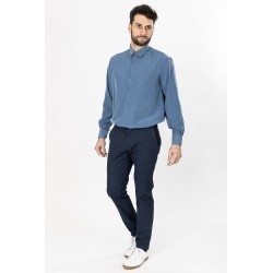 chemise sans repassage coupe droite indigo