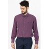 chemise sans repassage manches longues lie de vin