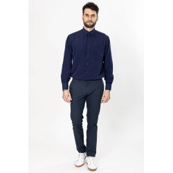 chemise micro-fibre bleu marine sans repassage