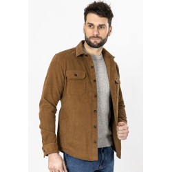 sur-chemise en velours camel coupe ajustée