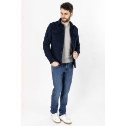 sur-chemise en velours bleu marine coupe ajustée