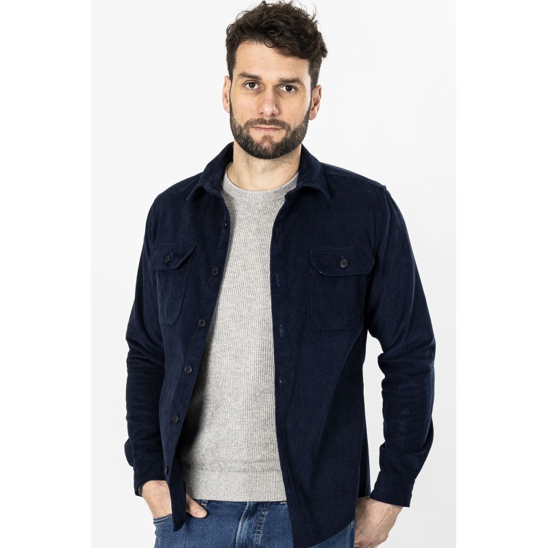 sur-chemise manches longues en velours marine