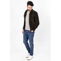 sur-chemise en velours coupe ajustée couleur kaki