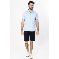 bermuda bleu marine en coton mélangé toile satinée