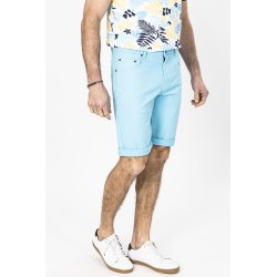 bermuda couleur turquoise toile denim en coton