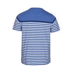 t-shirt rayé blanc et bleu manches courtes en coton