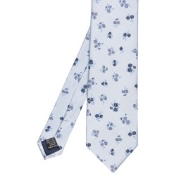 cravate en soie cousue main grise à motifs fleuris