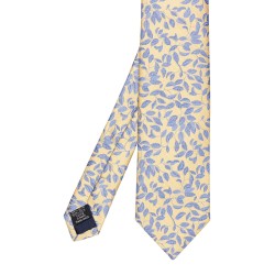 cravate en soie jaune et bleue cousue main