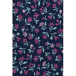 cravate en soie bleu marine à motifs rose et vert fabriquée en italie