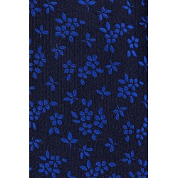 Cravate en soie motifs fleuris bleu marine