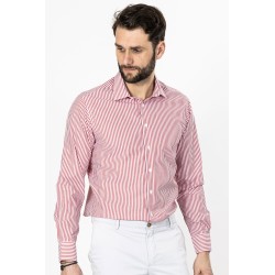 chemise manches longues à rayures rouge