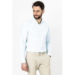 Chemise en coton rayée turquoise