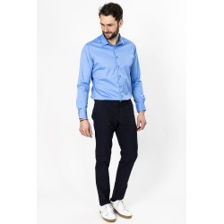 pantalon en toile bleu marine à fines rayures