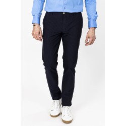 chino bleu marine en coton et élasthanne  à rayures