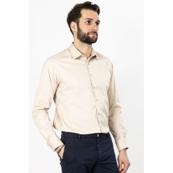 chemise beige en coton mélangé