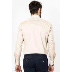 chemise manches longues beige en coton mélangé