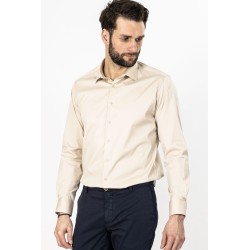 chemise manches longues beige classique