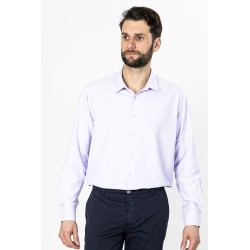 chemise parme manches longues coton mélangé