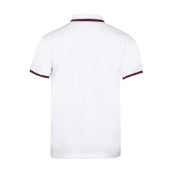 polo blanc manches courtes en coton avec liseré marine et rouge