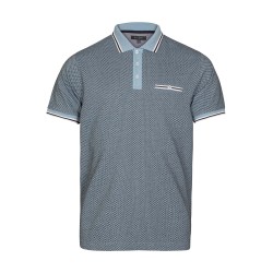 polo motifs fantaisie bleu ciel en coton manches courtes bayard