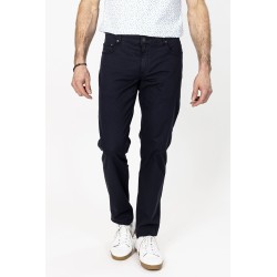 pantalon en toile coupe ajustée bleu marine en coton mélangé bayard