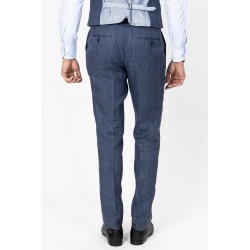 pantalon de costume en lin bleu bayard