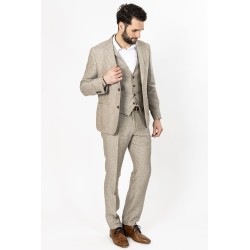 veste en lin mélangé beige assortie au pantalon bayard