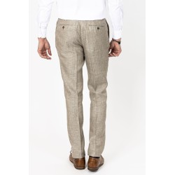 pantalon beige en lin bayard