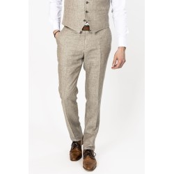 pantalon de costume en lin mélangé beige