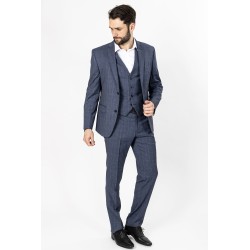 costume en laine couleur bleue motifs prince de galles