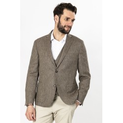 veste en laine mélangée à motif chevron couleur beige