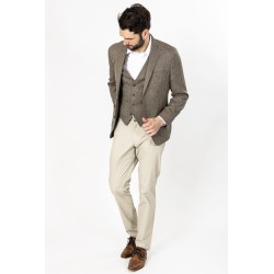 veste en laine et lin coupe ajustée beige