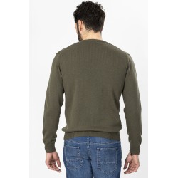 pull kaki coupe droite laine et coton