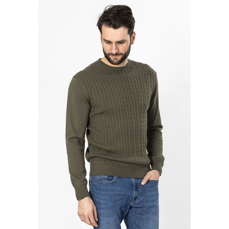 pull kaki bayard torsadé coupe droite