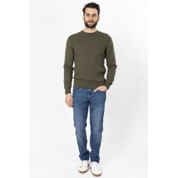 pull torsadé en laine et coton mélangé coupe régulière bayard