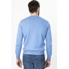 pull torsadé bleu en coton et laine mélangés bayard