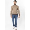 pull col rond marron foncé et beige bayard