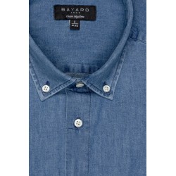 chemisette en jean coupe régulière col boutonné bayard