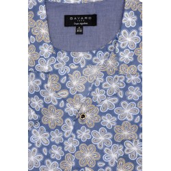 chemisette en coton bleu  à motif fleuri estival Bayard