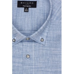 chemise manches courtes bleue col boutonné bayard