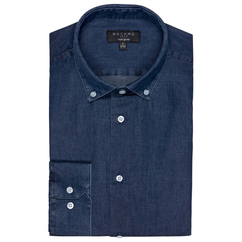 chemise jean bleu marine coton bayard