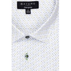 chemise fantaisie à losanges verts et jaunes manches longues