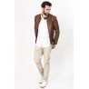 Blouson en cuir camel bayard