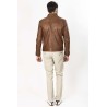 Blouson en cuir camel homme