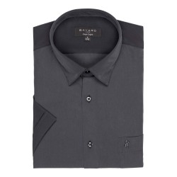 chemise manches courtes couleur anthracite sans repassage en micro-fibres