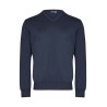 pull col en V bleu marine en coton Bayard