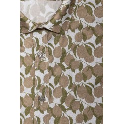 chemise manches courtes motifs citrons beige et kaki